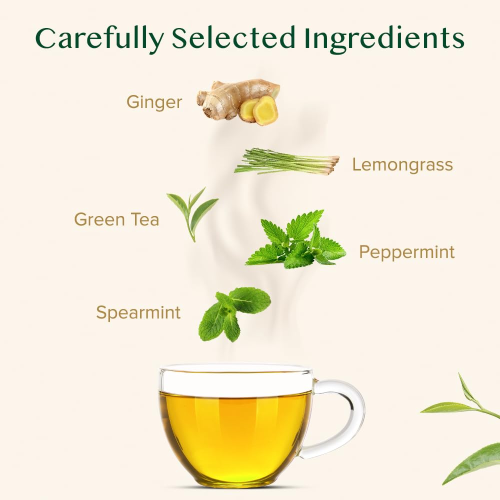 VAHDAM Ginger Mint Green Tea prepared at 100°C for optimal flavor
