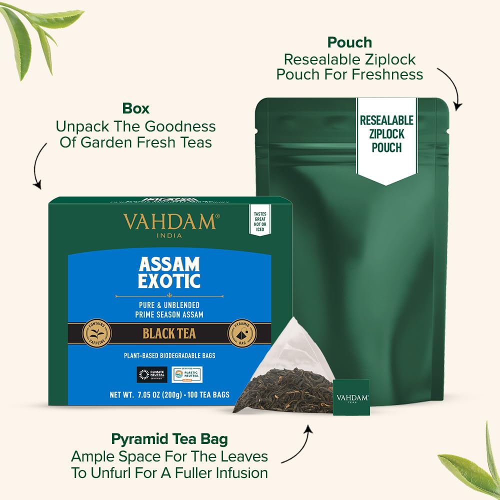 VAHDAM glass cup steeping tea with rich aroma