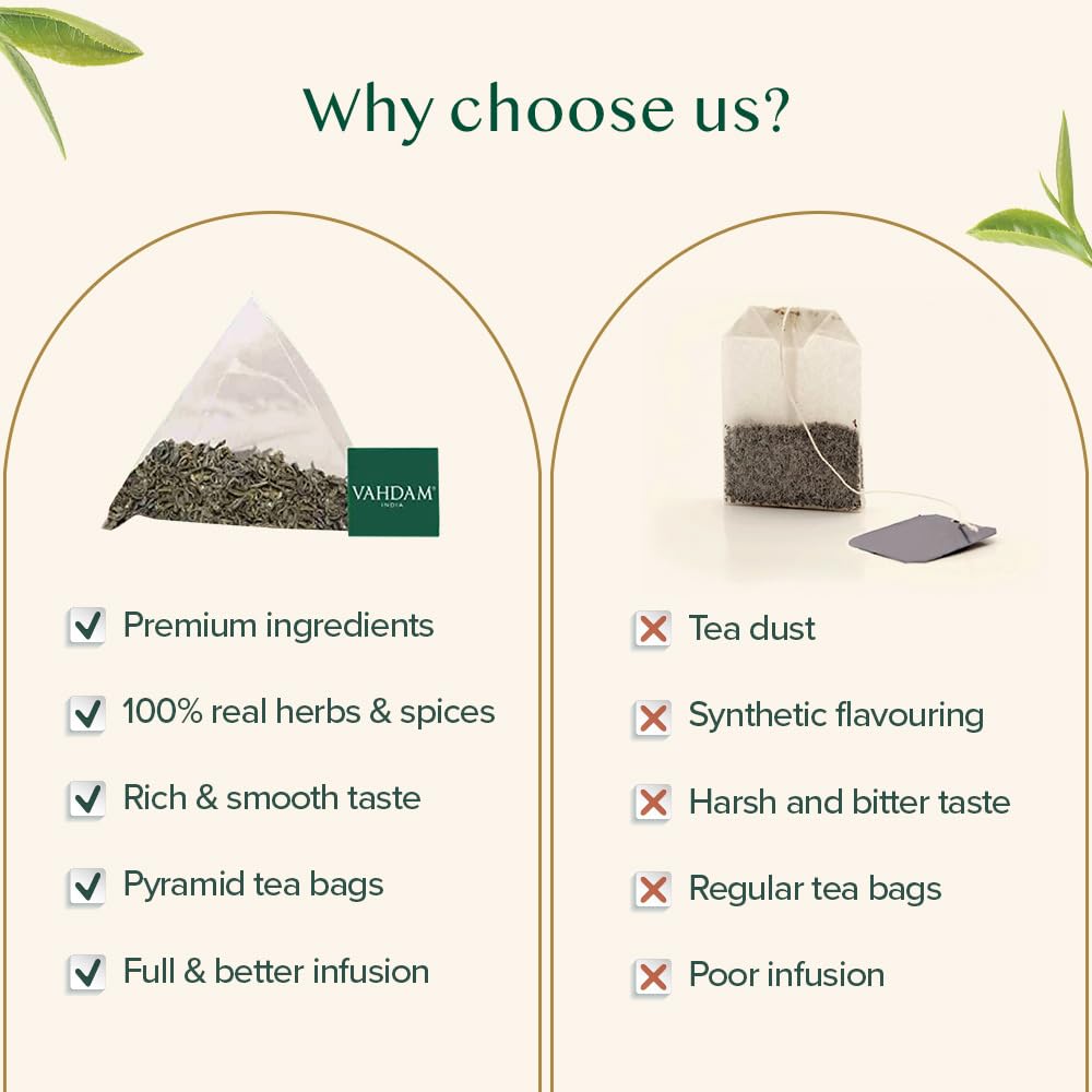 VAHDAM gluten-free green tea ready for infusion
