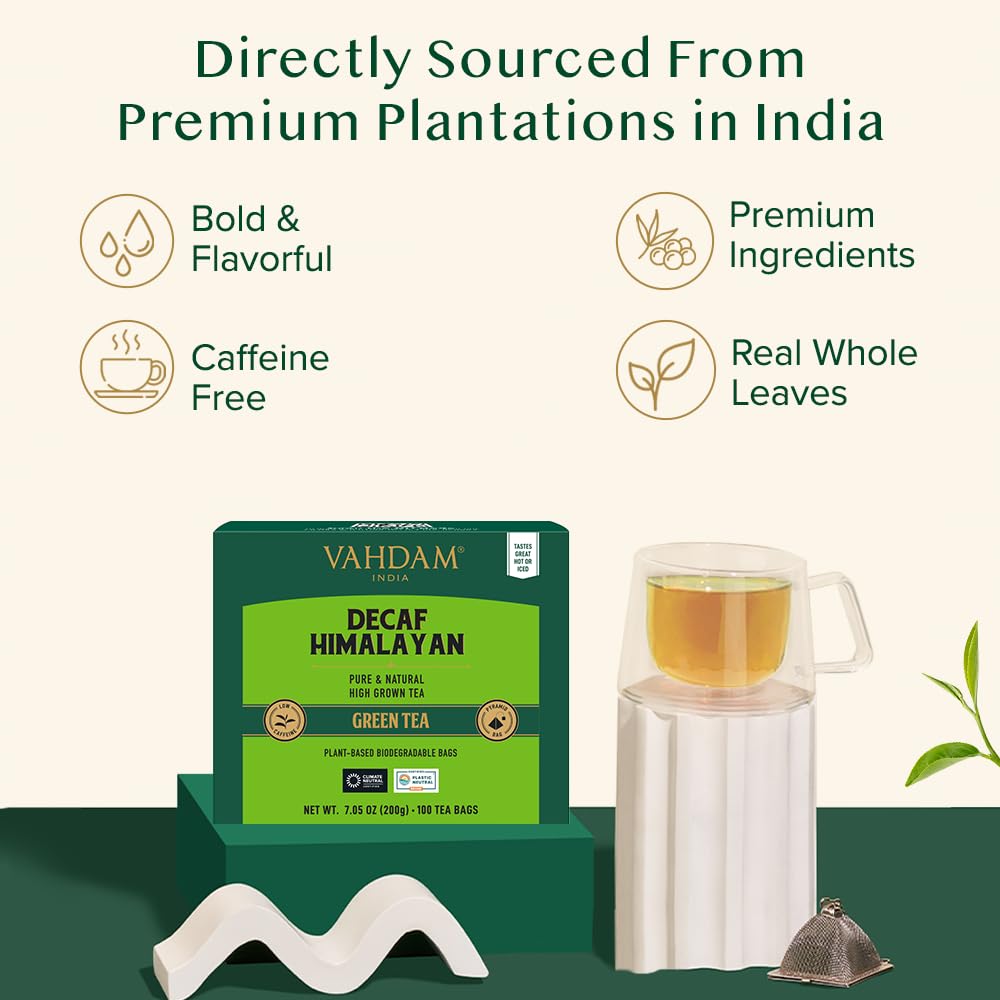 VAHDAM Himalayan green tea leaves unfurling in hot water