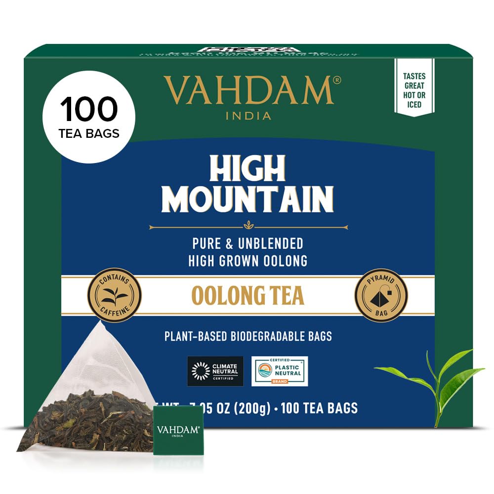 VAHDAM High Mountain Oolong tea bags packaging, resealable pouch keeps flavor fresh