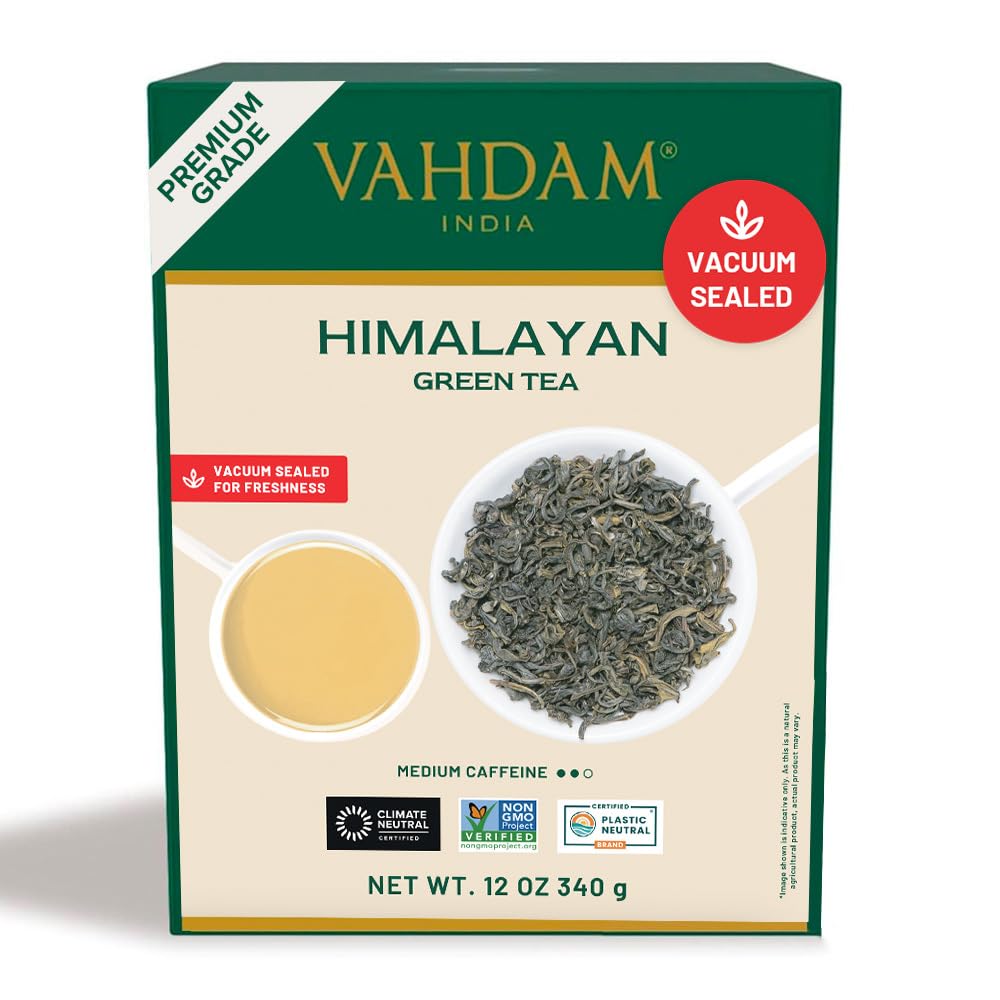 VAHDAM Himalayan green tea leaves for a smooth, refreshing cup.