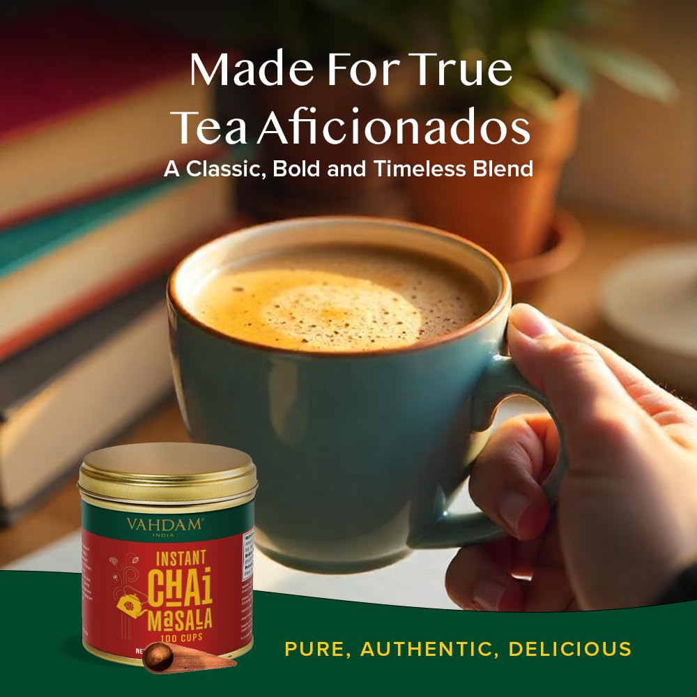 Creamy chai latte made with VAHDAM Instant Chai Tea.