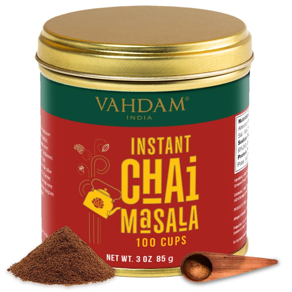 VAHDAM Instant Chai Tea pack shot, convenient traditional masala blend.