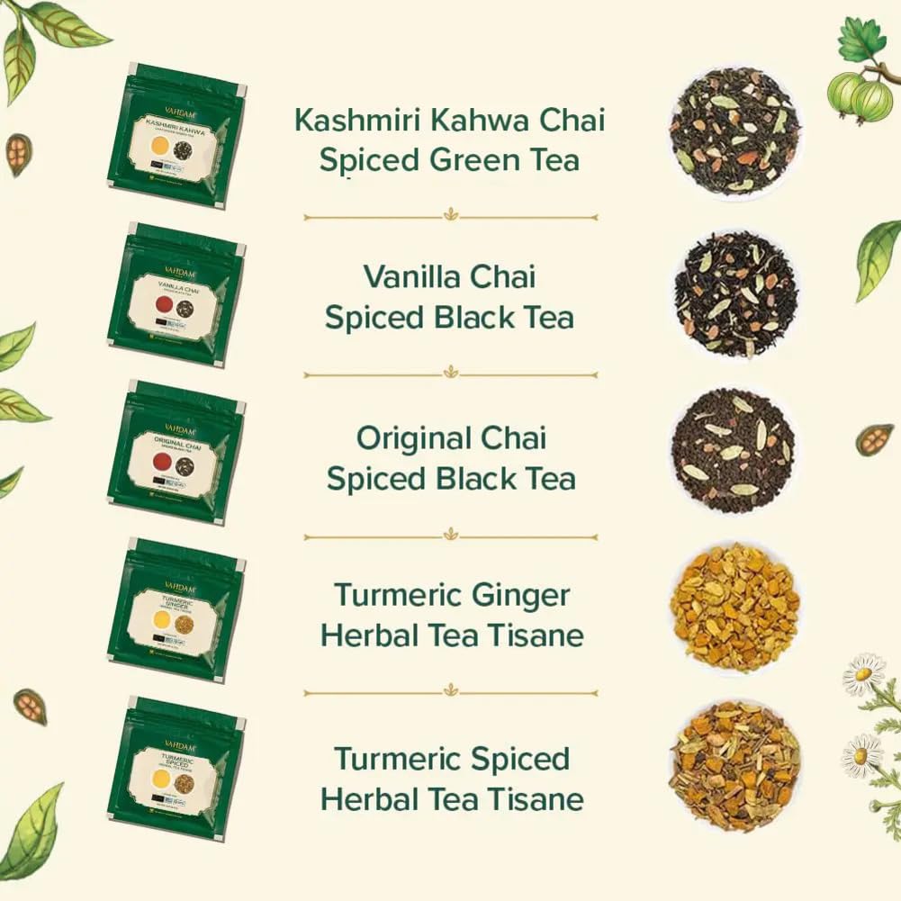 VAHDAM Kashmiri Kahwa Masala loose leaf with saffron hints for evening warmth