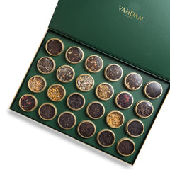 VAHDAM luxury tea gift set with 24 varieties in elegant tin caddies for gifting