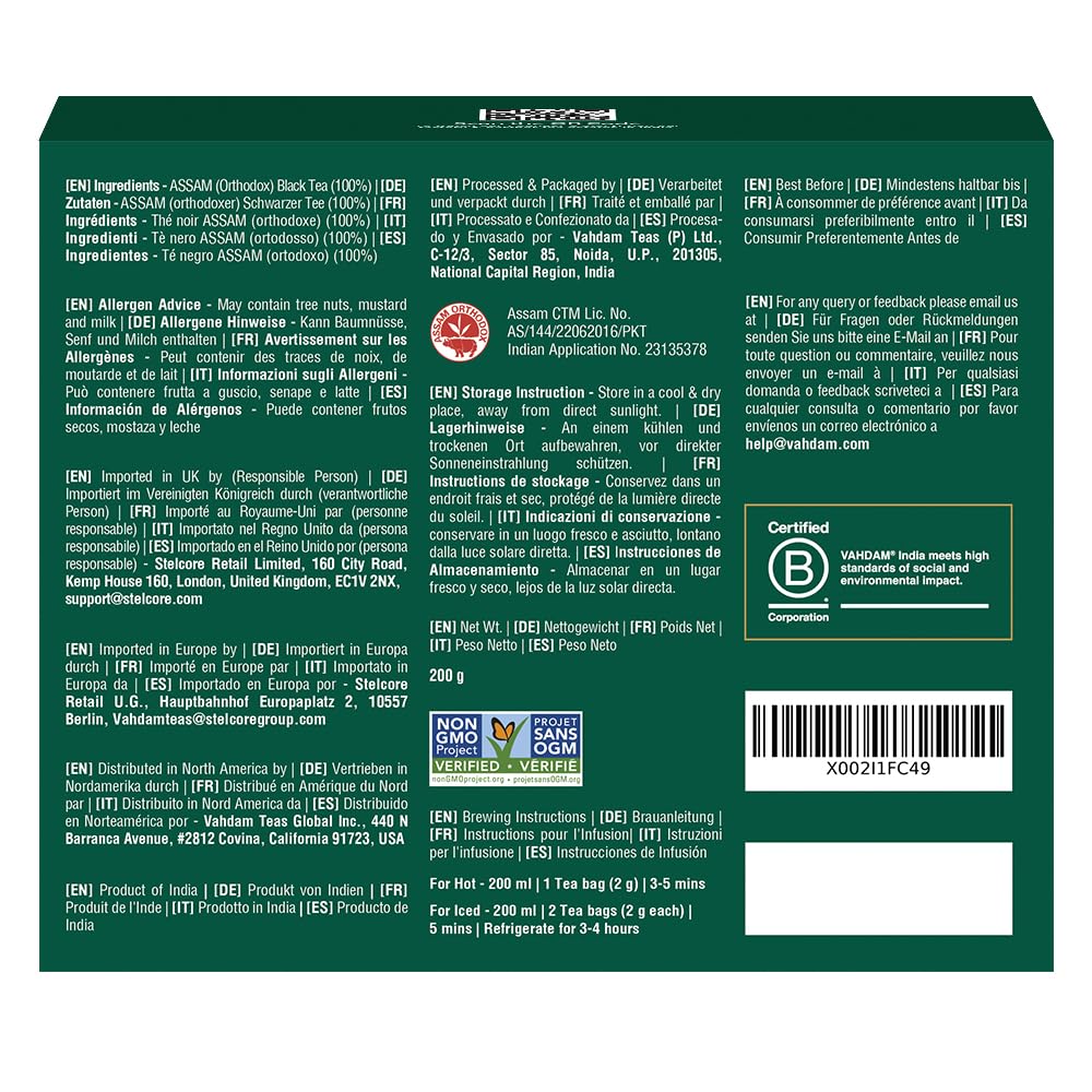 VAHDAM Assam tea bags ready for your morning ritual