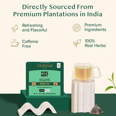 VAHDAM Pure Mint leaves unfurl fully for rich, layered flavor in every brew