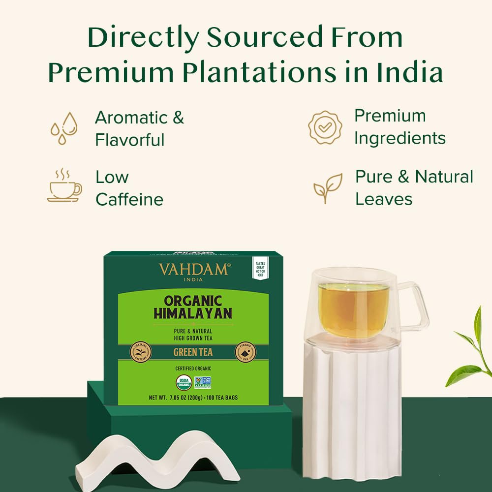 Steaming VAHDAM green tea creates earthy aroma and a comforting ritual