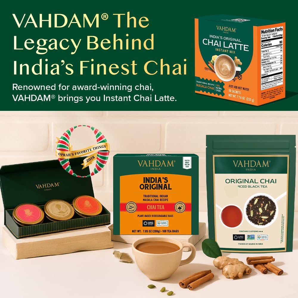 VAHDAM travel kit chai latte for easy caffeine on the go