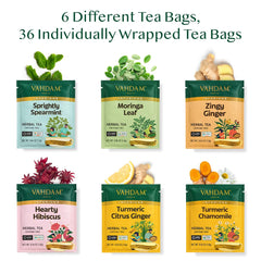VAHDAM Turmeric Chamomile tea bag for calming spice and balance.