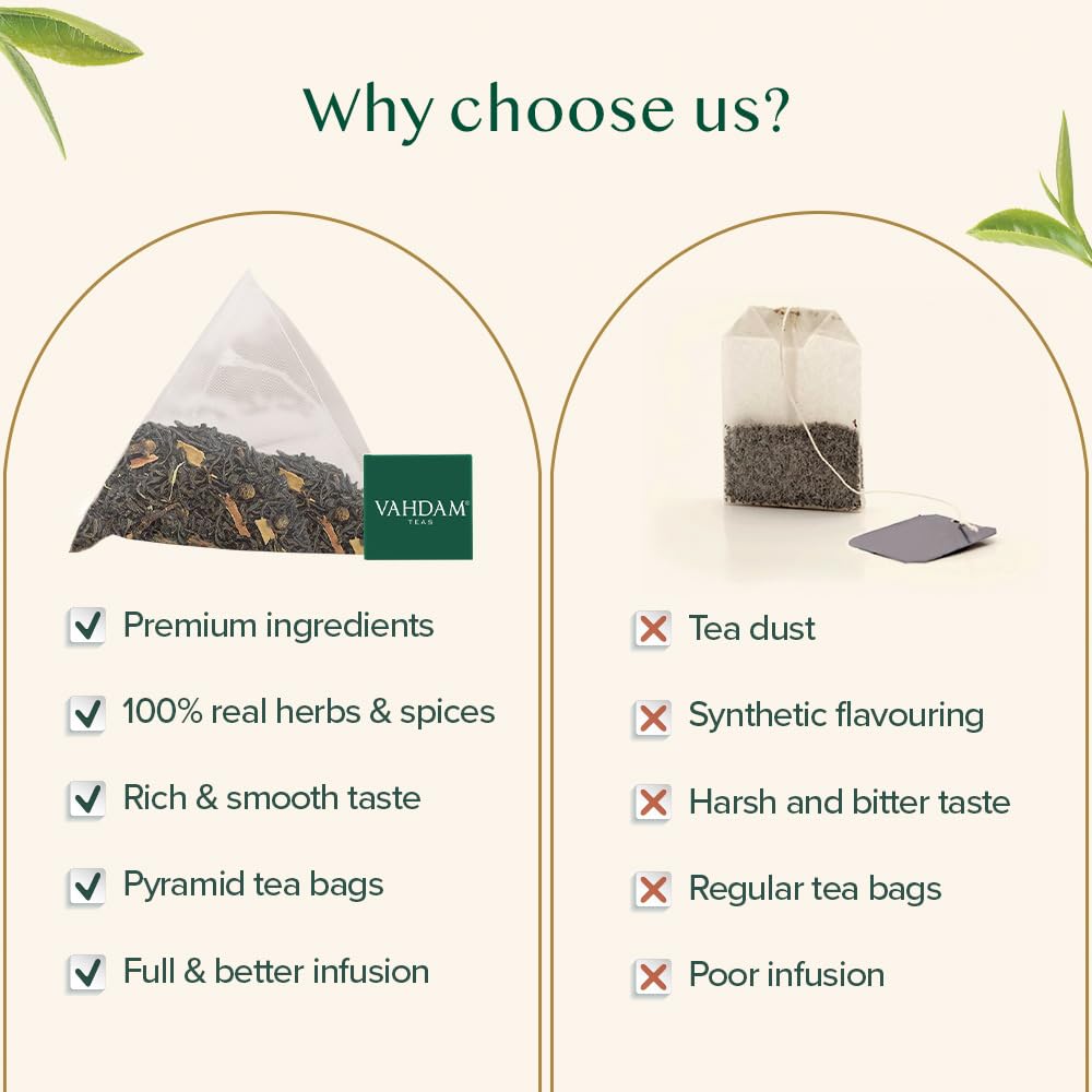 VAHDAM Fresh Leaves convey natural, garden-fresh flavor when brewed.