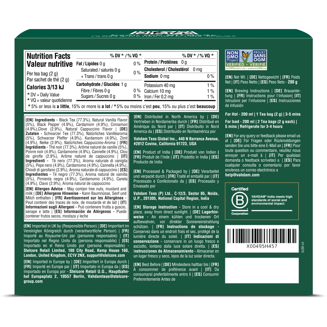 VAHDAM Vanilla Spiced Chai carbon-neutral packaging