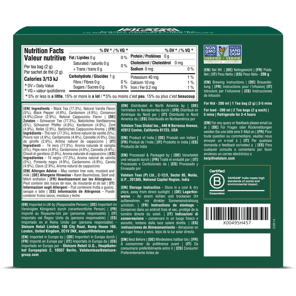 VAHDAM Vanilla Spiced Chai carbon-neutral packaging