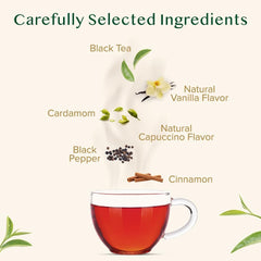 VAHDAM vanilla spiced masala chai cup steaming for cozy mornings