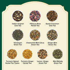 VAHDAM Variety Tea Flavors Display showcasing diverse options