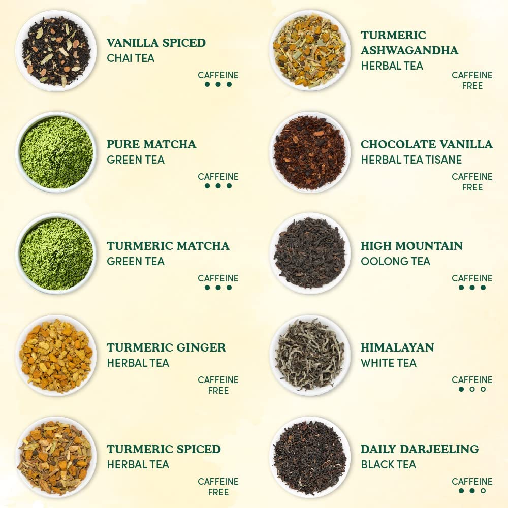 VAHDAM World Top 20 Favourites Green Tea selection for bright mornings