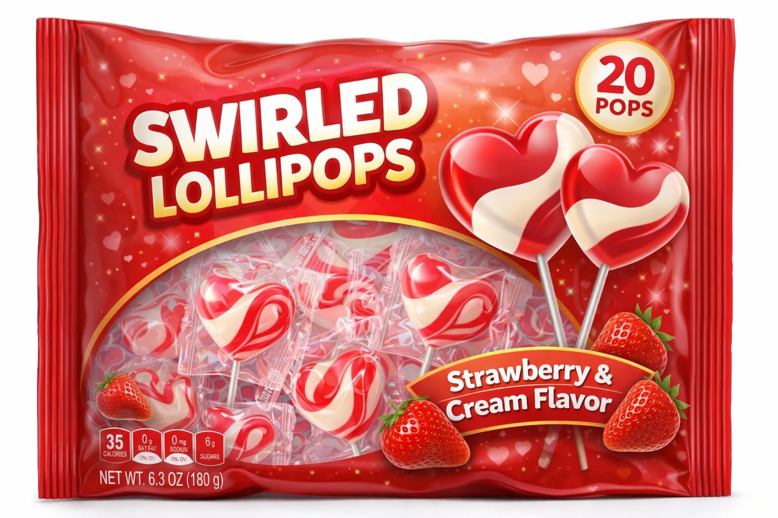 Valentine Lollipop Swirled Strawberry Cream fits backpacks and desks for storage