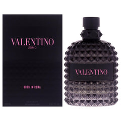 Valentino Uomo Born In Roma bottle front shows a sleek, premium design for gifting.