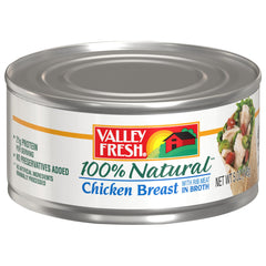 VALLEY FRESH chicken breast 12-pack cans for quick, protein-rich meals.