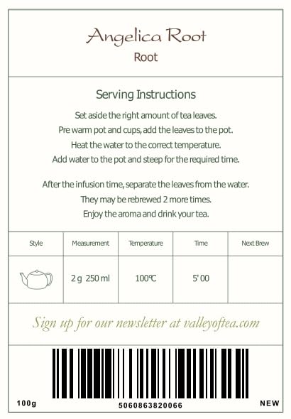 Valley of Tea angelica root dried bundles - easy to use for quick blends