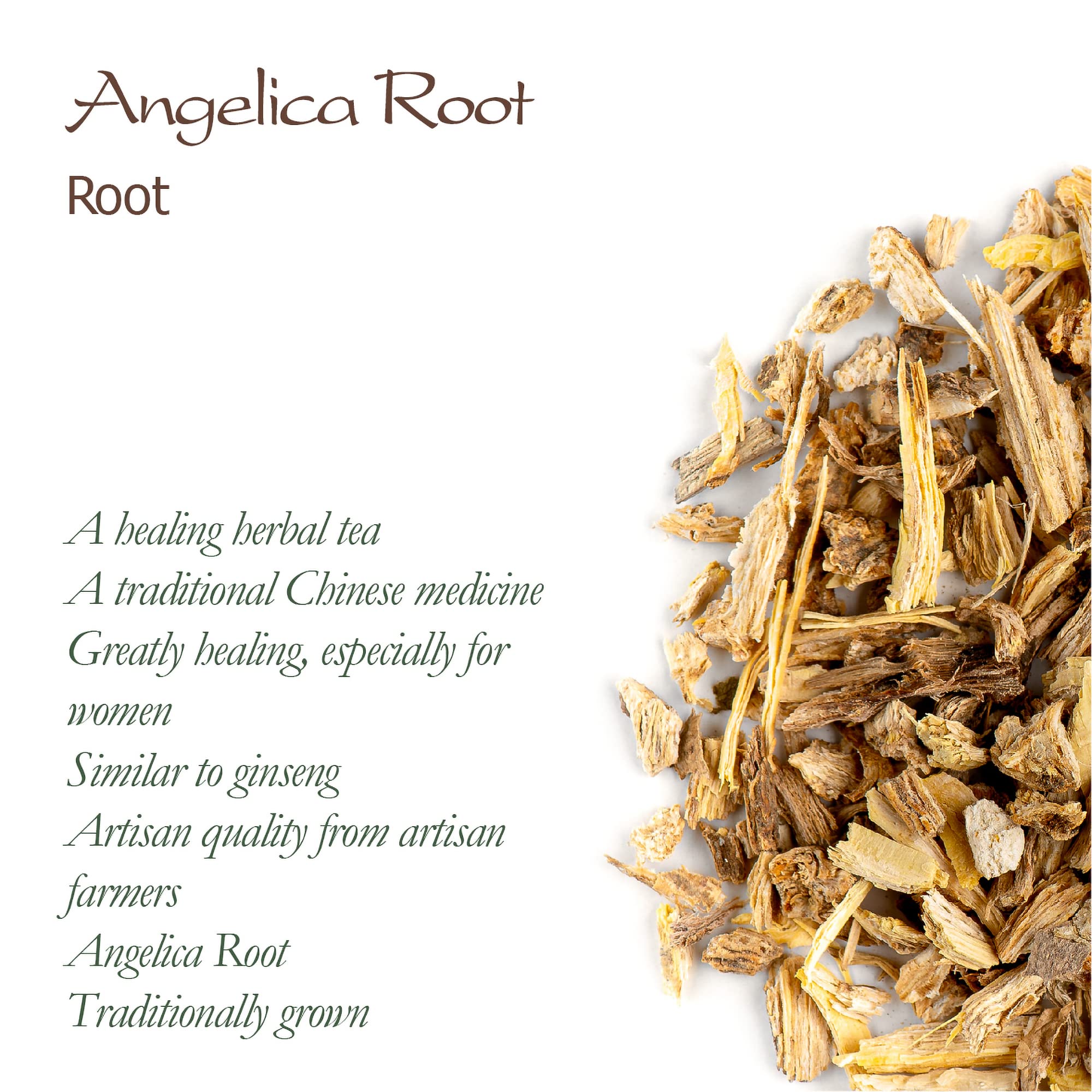 Valley of Tea angelica root in tea dish - ready to steep for a soothing cup