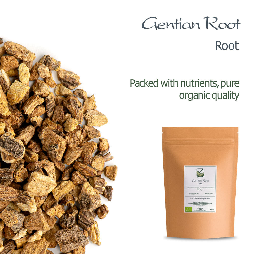 Valley of Tea Organic Gentian root pieces for tinctures.