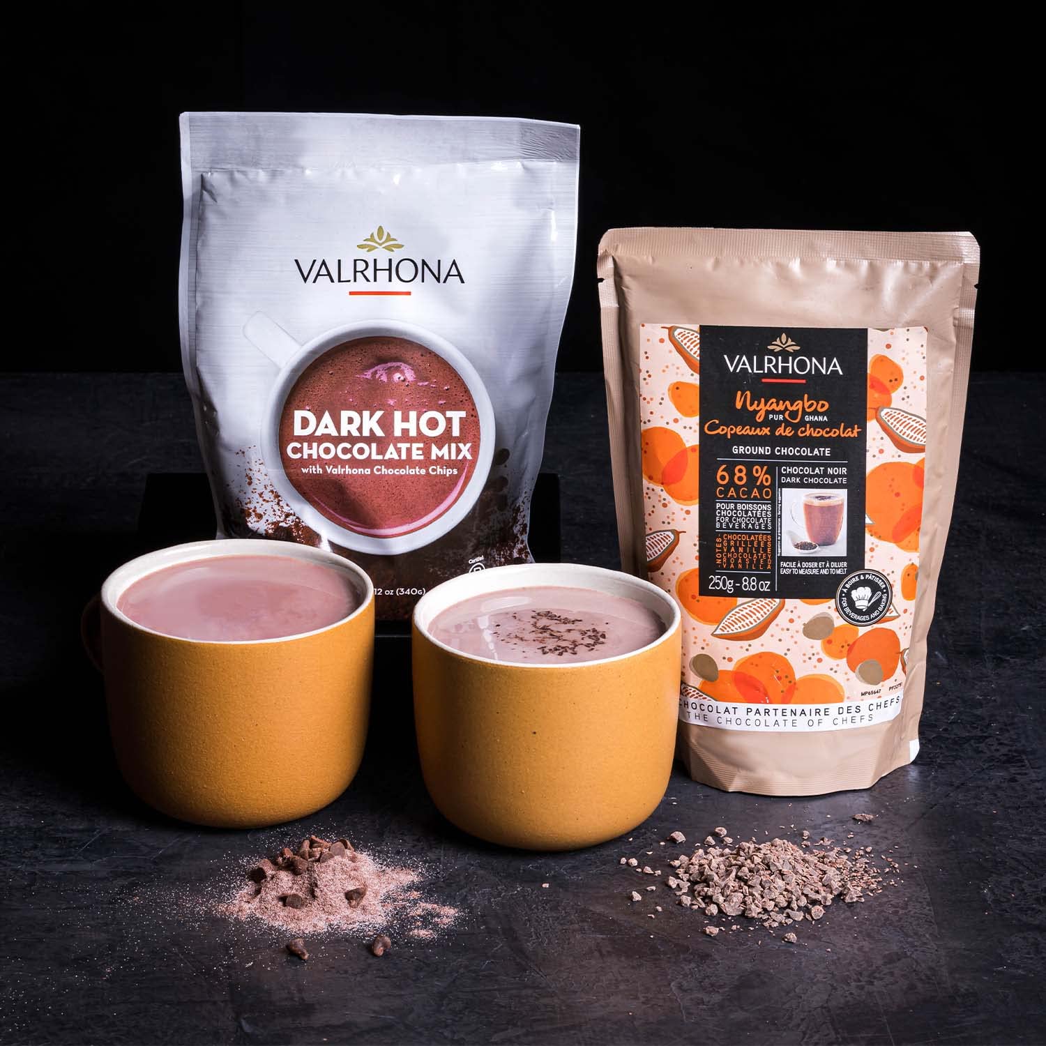 12 oz Valrhona pouch packaging keeps chocolate ready to mix