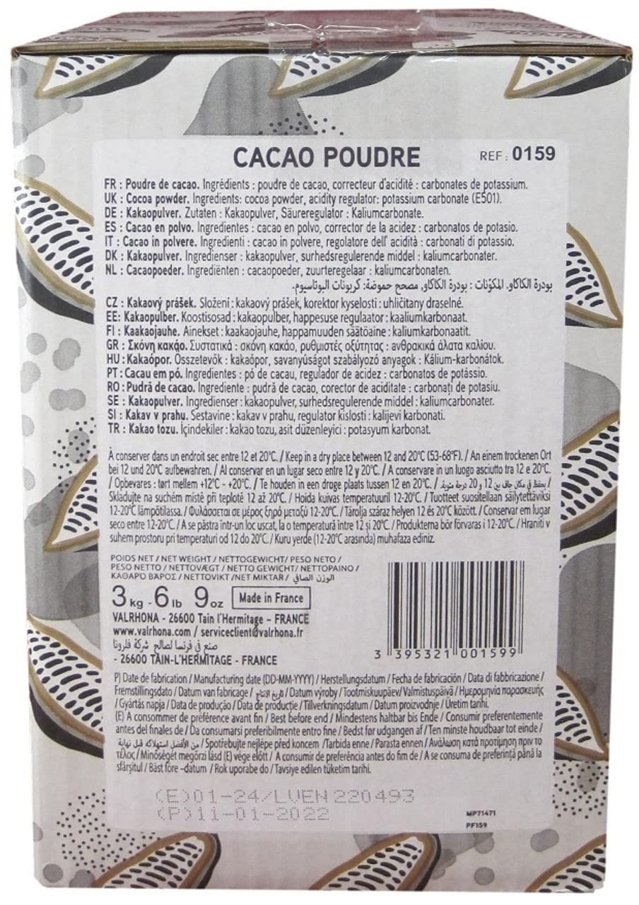Valrhona cocoa powder dusted on desserts for rich color and aroma.