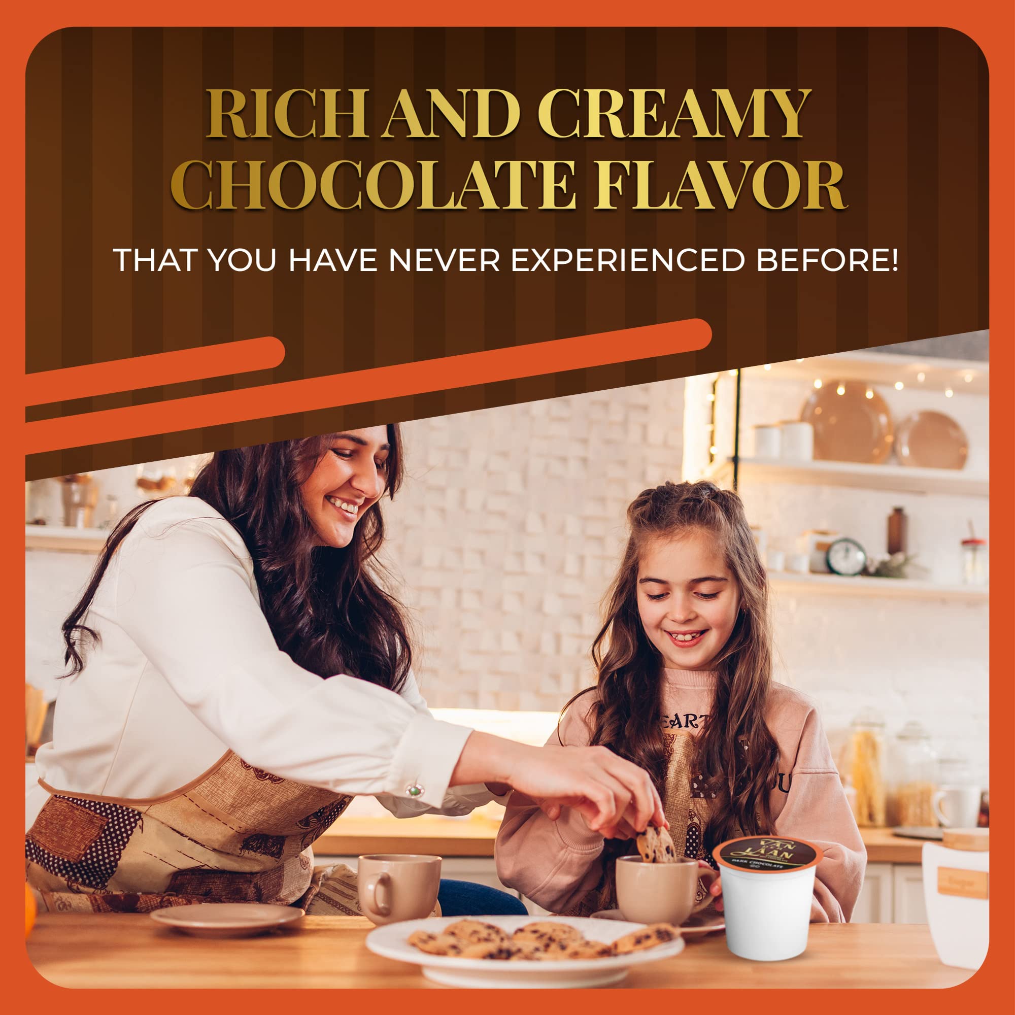 Van Der Laan Chocolate 40-count pods pack for easy daily enjoyment.