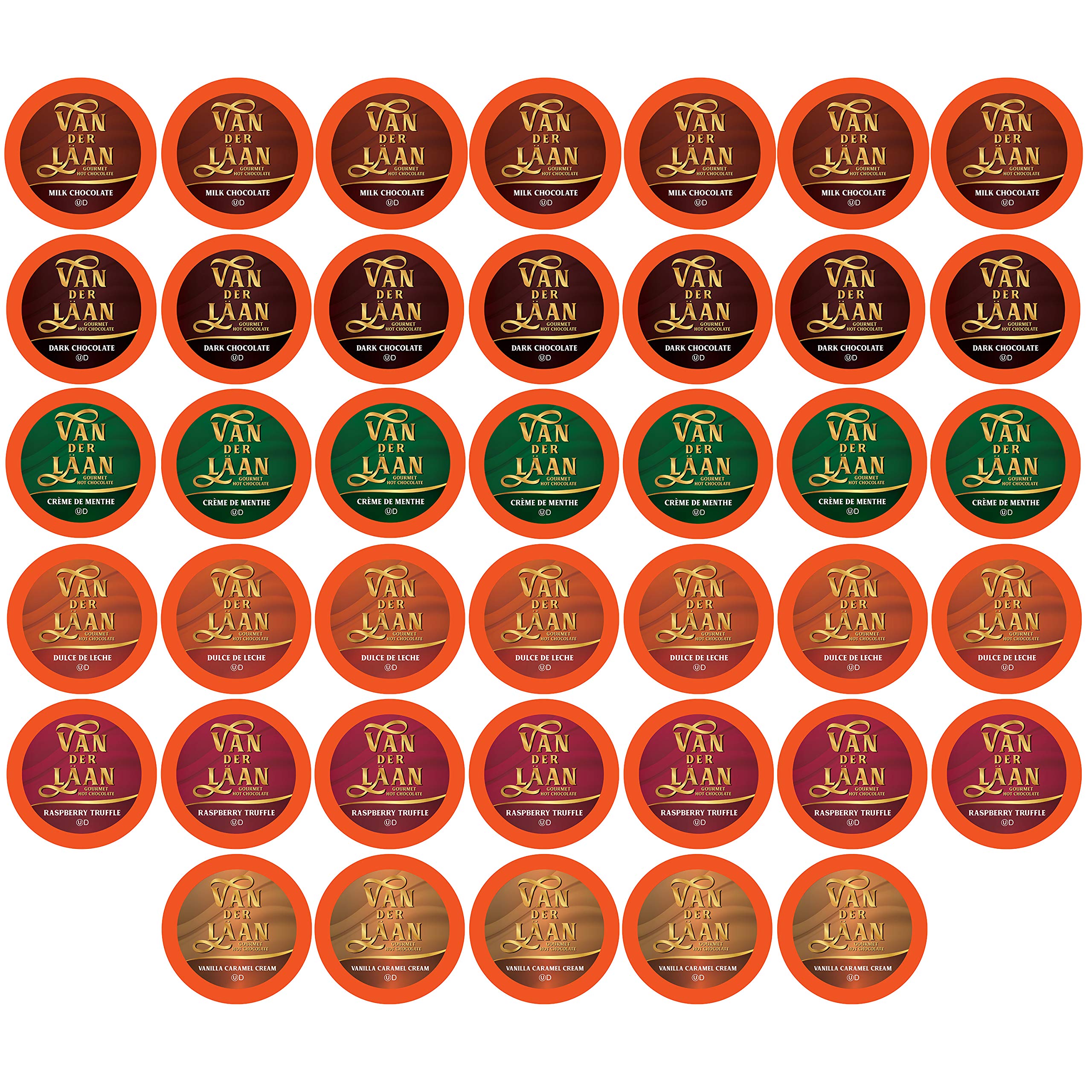 Van Der Laan Chocolate hot cocoa pods pack for Keurig brewers, premium Dutch cocoa flavor variety