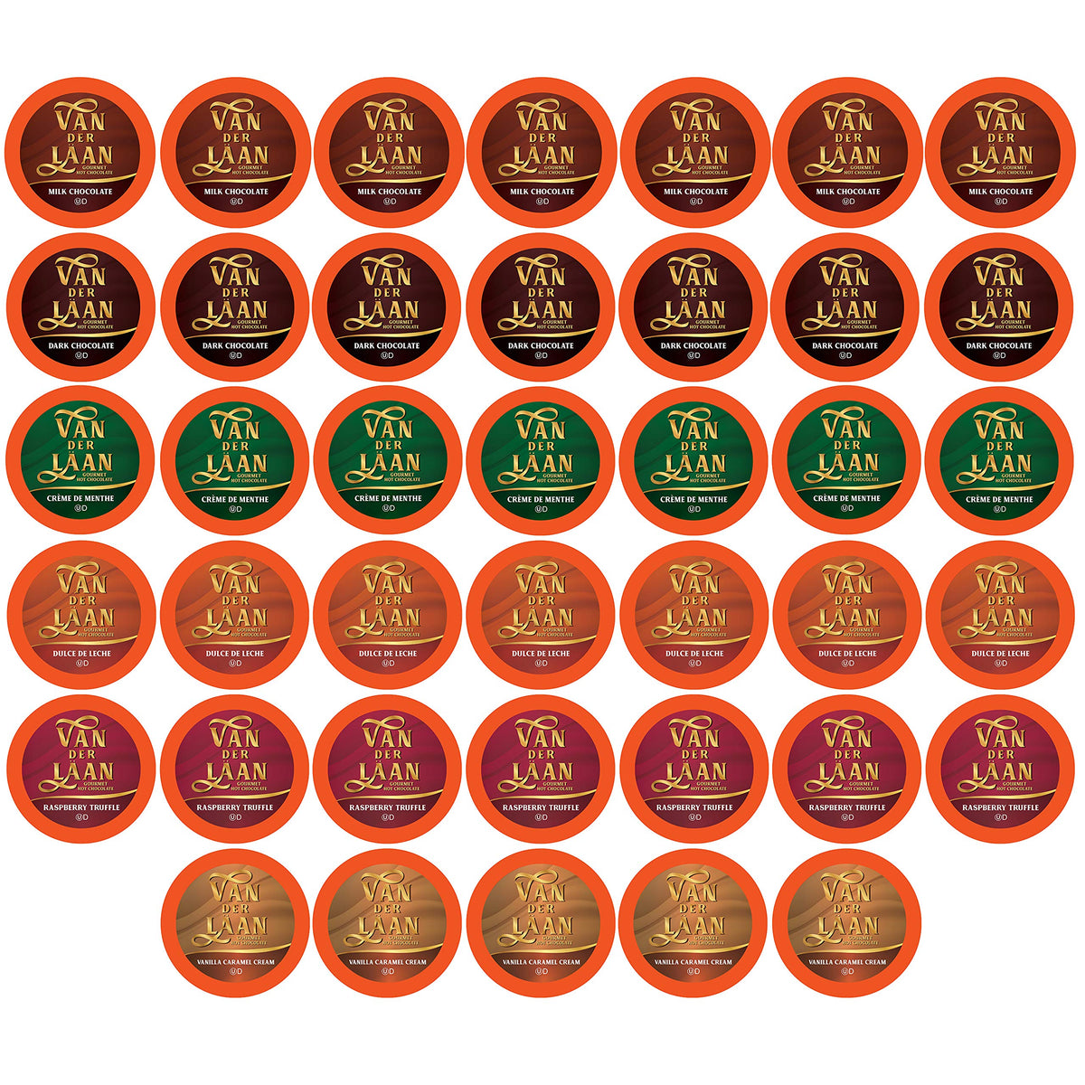 Van Der Laan Chocolate hot cocoa pods pack for Keurig brewers, premium Dutch cocoa flavor variety