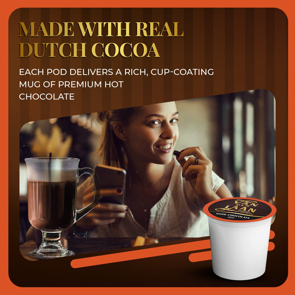 Van Der Laan Chocolate pod with mini marshmallows creates a cozy treat.