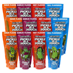 Van Holten's Charismatic Characters in-pouch display with crisp, tangy flavors for on-the-go snacking.