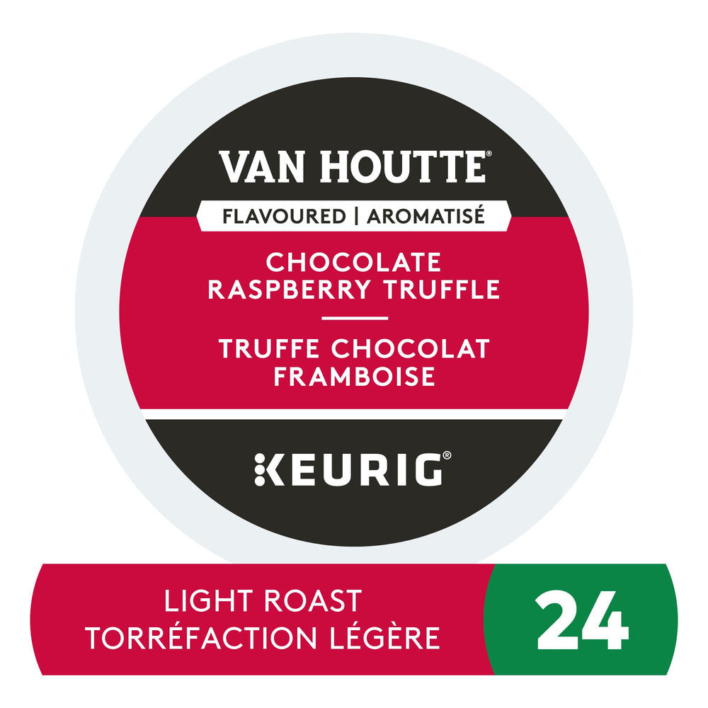 Brewed Van Houtte Raspberry Chocolate Truffle in Keurig with rich aroma.