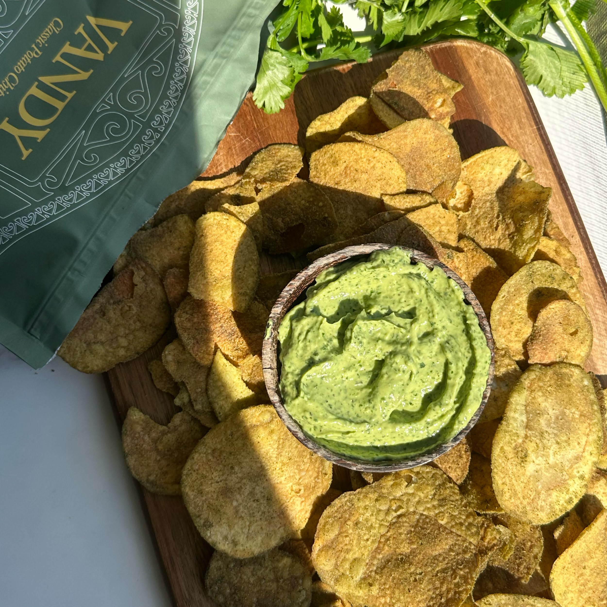 Vandy Crisps Herbes de Provence blend shot highlights rosemary, oregano, thyme notes.