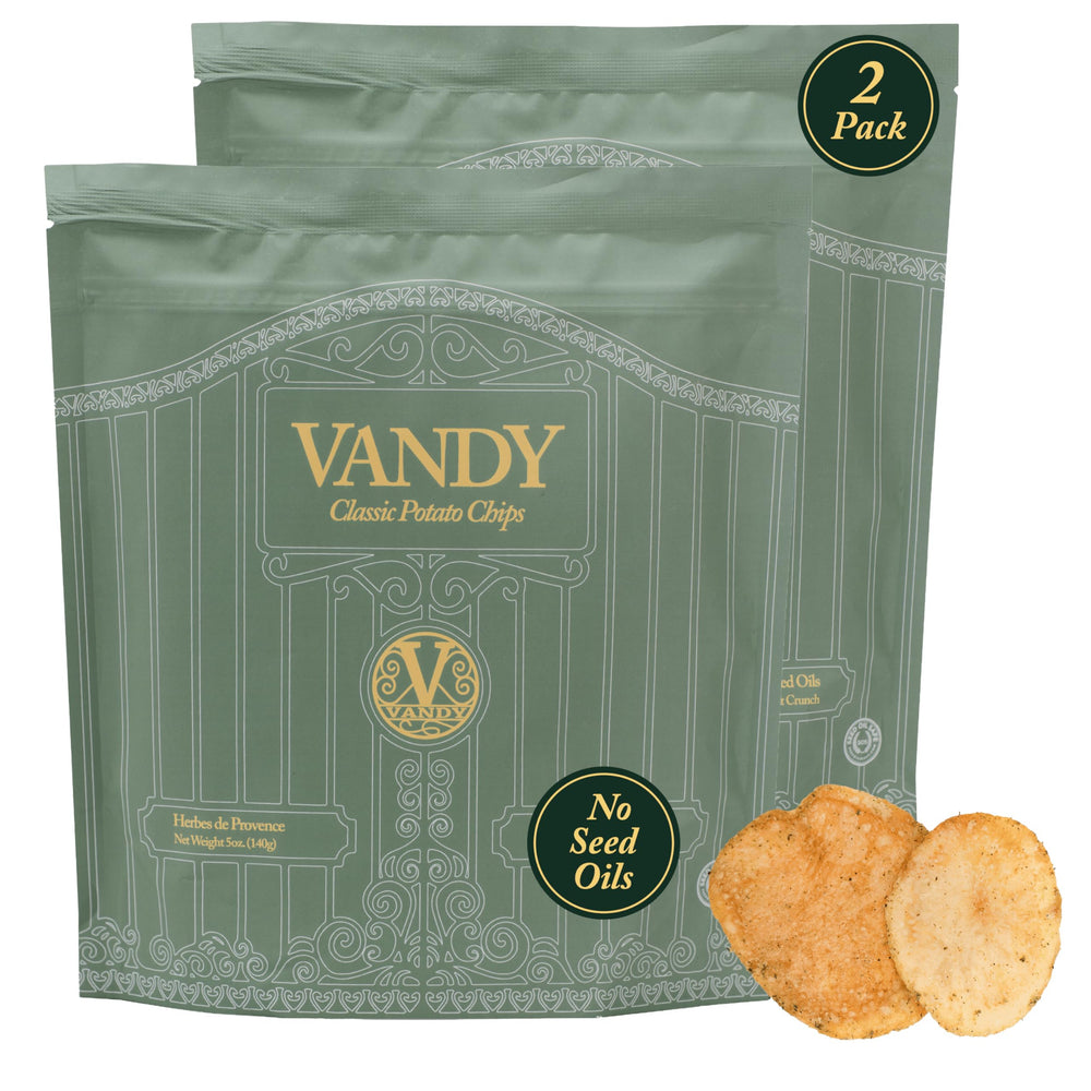Vandy Crisps Herbes de Provence closeup showing golden, seed oil free crunch.