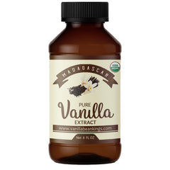 Vanilla Bean Kings organic vanilla extract bottle for rich baking aroma.