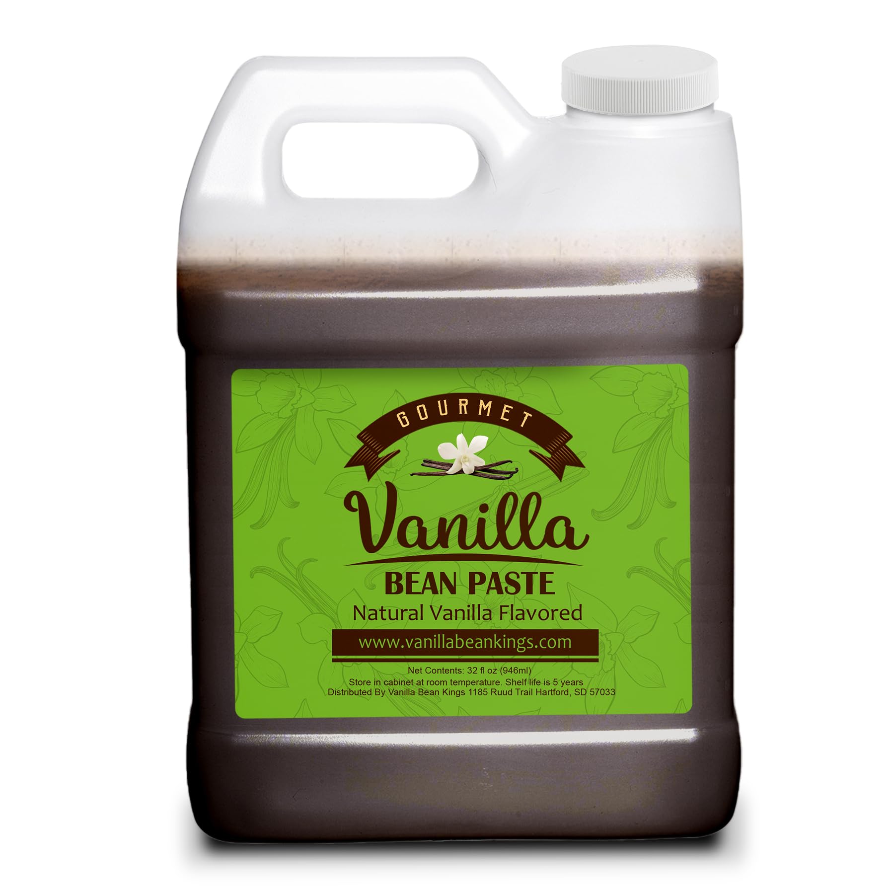Vanilla Bean Kings paste bottle with real seeds for rich batter flavor.