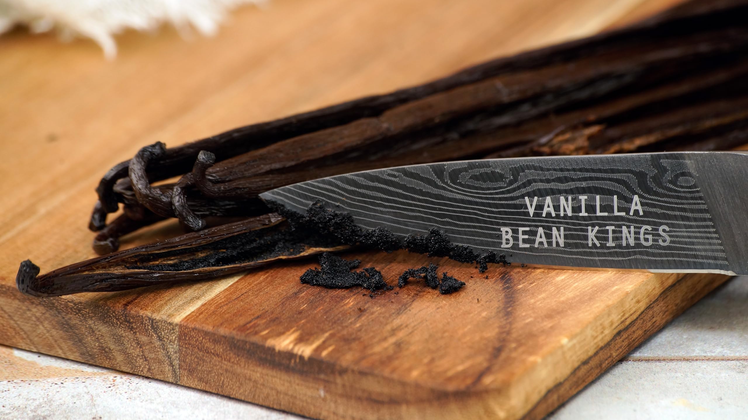 Vanilla Bean Kings vanilla extract bottle hints at rich aroma when used.