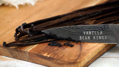 Vanilla Bean Kings vanilla extract bottle hints at rich aroma when used.
