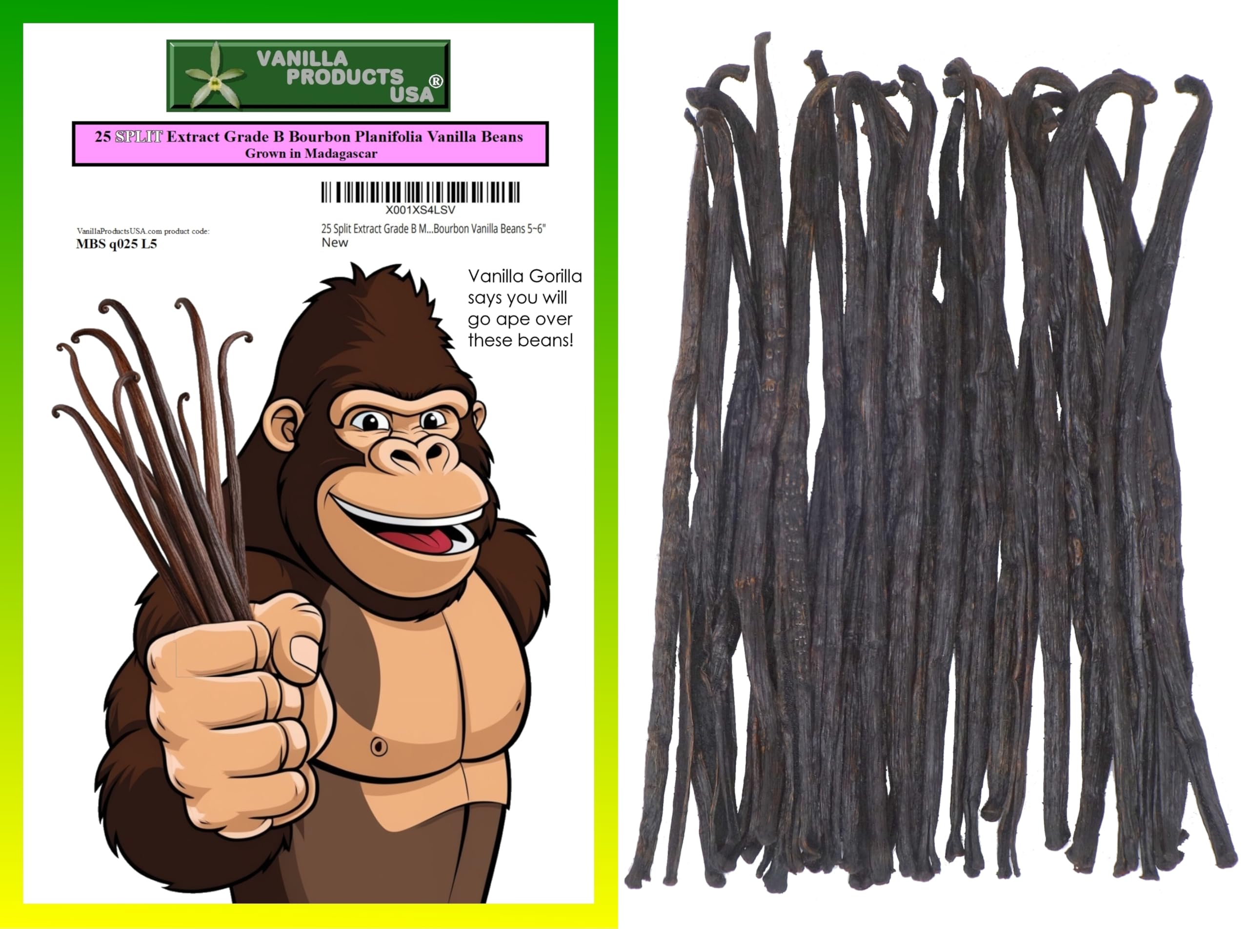 Vanilla Products USA 25 split Madagascan vanilla beans for rich vanilla extract