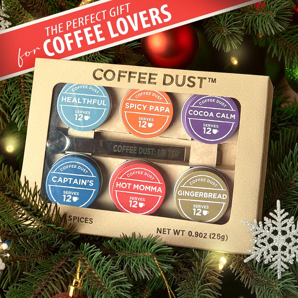 Vashon Coffee Dust nutmeg flavor powder sprinkled on a hot beverage for cozy flavor.