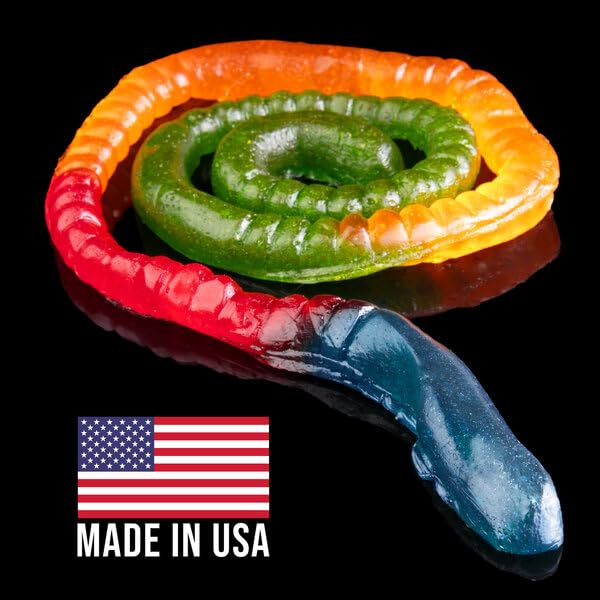 VAT19 Gummy Fireworm blue raspberry Carolina Reaper segment climaxes in a fiery finish