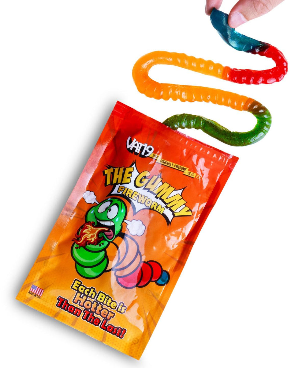 VAT19 Gummy Fireworm green apple jalapeño segment delivers mild heat in a fruity bite
