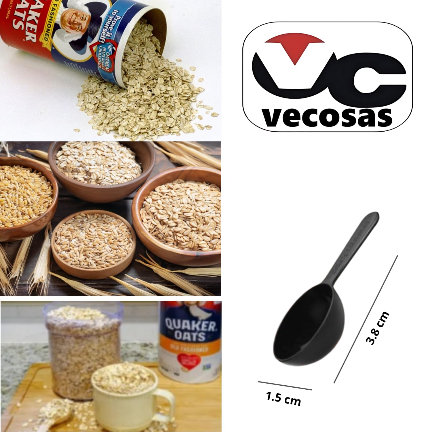 Vecosas measuring spoon included for precise oats portions.