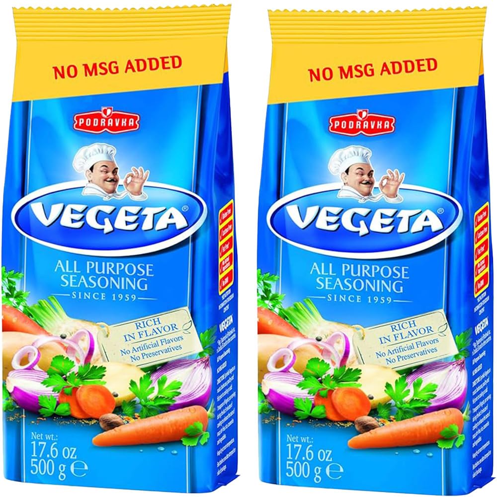 Vegeta Gourmet Seasoning bag front view shows versatile Mediterranean flavor.