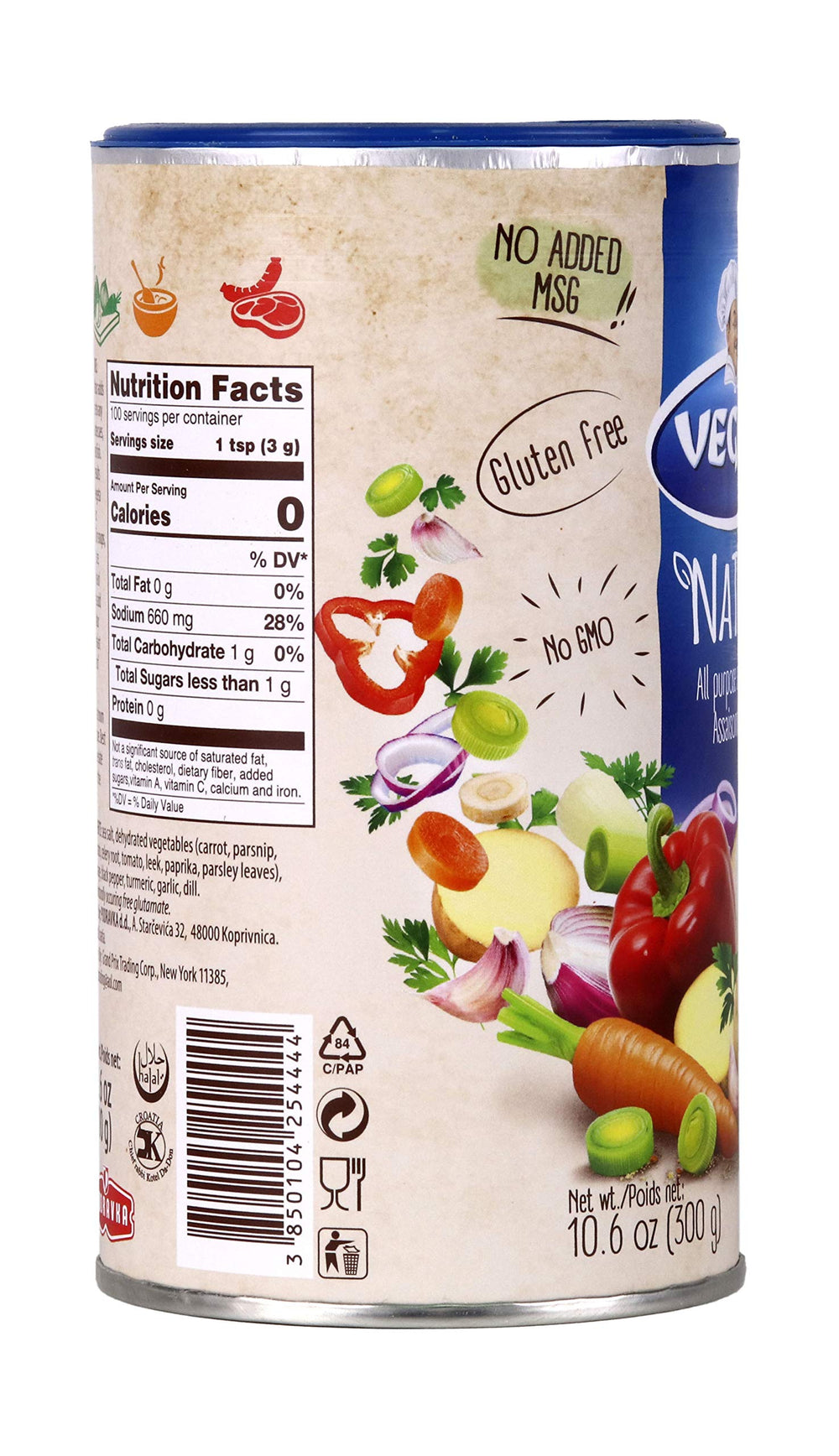 Vegeta Natur seasoning being sprinkled over a dish for enhanced aroma and savor.