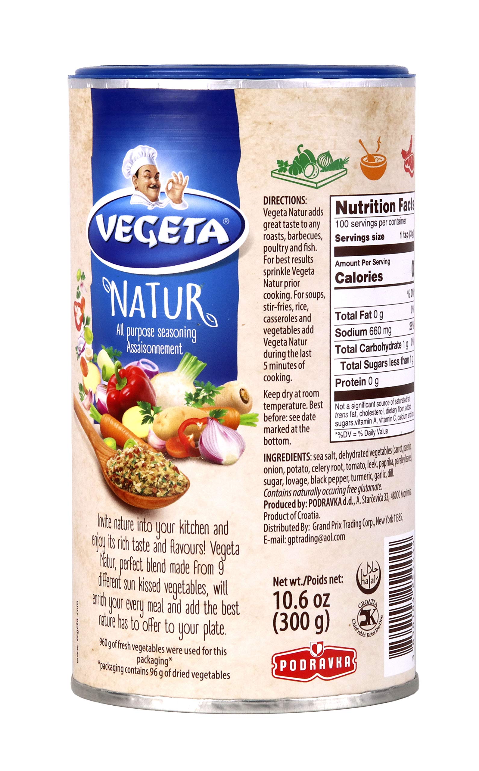 Vegeta Natur close-up of vegetable blend and spices in natural color for vibrant meals.