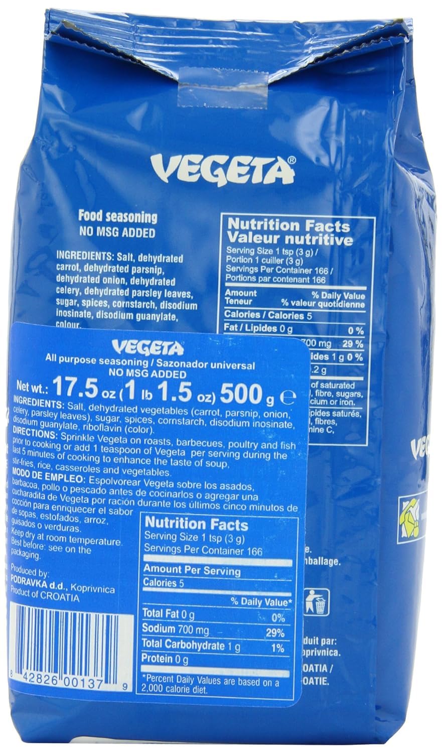 Vegeta seasoning shaker on counter demonstrates a quick flavor boost for soups.